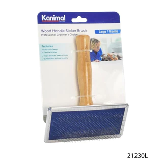 [21230] Kanimal Pet Slicker Brush แปรงสลิคเกอร์ หวีสางขนด้ามไม้ (ไร้หมุด) สำหรับสุนัขและแมว Size S / M / L