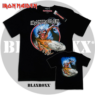 Blaxroxx เสื้อวง ลิขสิทธิ์แท้ Iron Maiden® (IRM001) เสื้อยืดคอกลมแขนสั้น เสื้อยืด เสื้อสกรีนลาย เสื้อวินเทจ