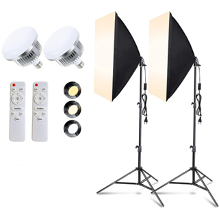 Photography Continuous Lighting Kit with Soft Box E27 LED Bulb Photo Studio Lights for Camera Shooting Live Stream Video