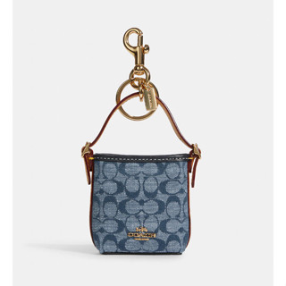 Mini Val Duffle Bag Charm In Signature Chambray