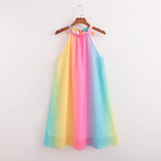 [𝗣𝗥𝗘-𝗢𝗥𝗗𝗘𝗥] 🌈Rainbow dress เดรสกระโปรงสั้นสายคล้องคอ