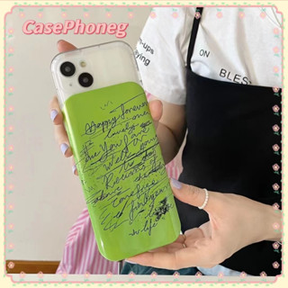 🍑CasePhoneg🍑ป้องกันการหล่น ลากขึ้นลากลง 11 14 pro max แบบเลื่อน คำภาษาอังกฤษ สีเขียว เล็กและสด case for iPhone 12 13