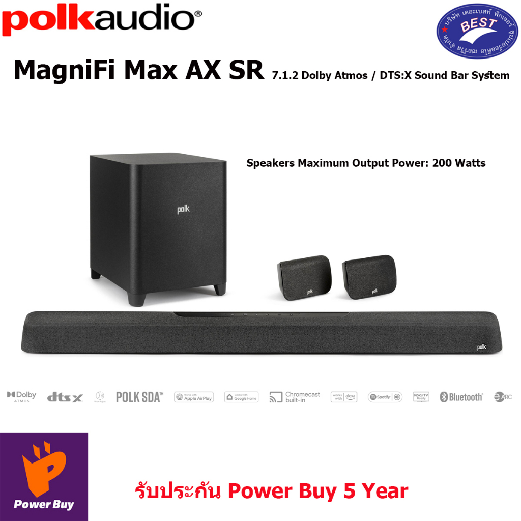 Polk MAGNIFI MAX AX SR - FLAGSHIP 7.1.2 DOLBY ATMOS / DTS:X SOUND BAR SYSTEM