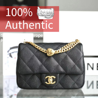 👜ชาแนล CHANEL 23P Caviar cowhide medium flip chain bag สุภาพสตรี กระเป๋าสะพายไหล่