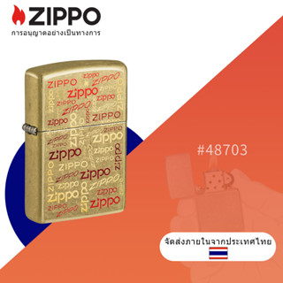 Zippo Logos Design 2023 Founders Day Collection Brass Pocket Lighter , Zippo 48703 ไฟแช็กทองเหลือง