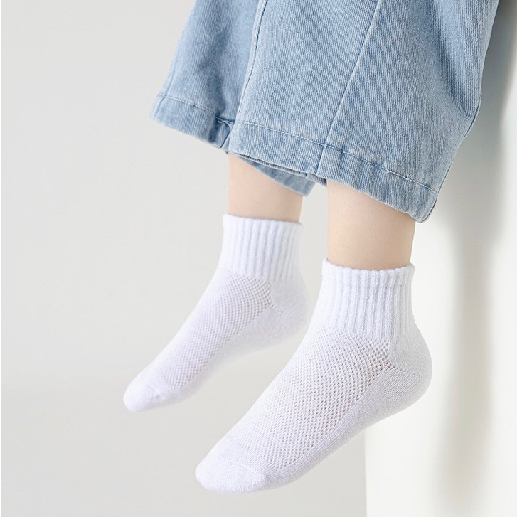 ShopAt.Two[SC-0060] แพ็ค 5 คู่ ถุงเท้าเด็กสีขาว ถุงเท้านักเรียน ไม่มีกันลื่น