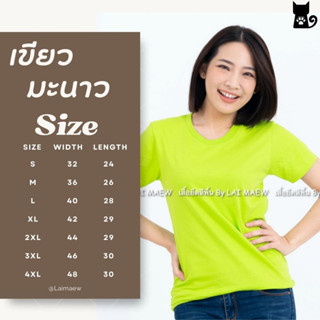 สีเขียวมะนาว เสื้อยืดสีพื้น T-Shirt Cotton 100% คอกลม แขนสั้น มีไซส์ใหญ่4XL