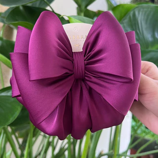 เน็ตติดผมผ้าซาตินที่เรียบและหรู กิ๊บติดผม โบว์ติดผมรุ่น Italy Silk Satin