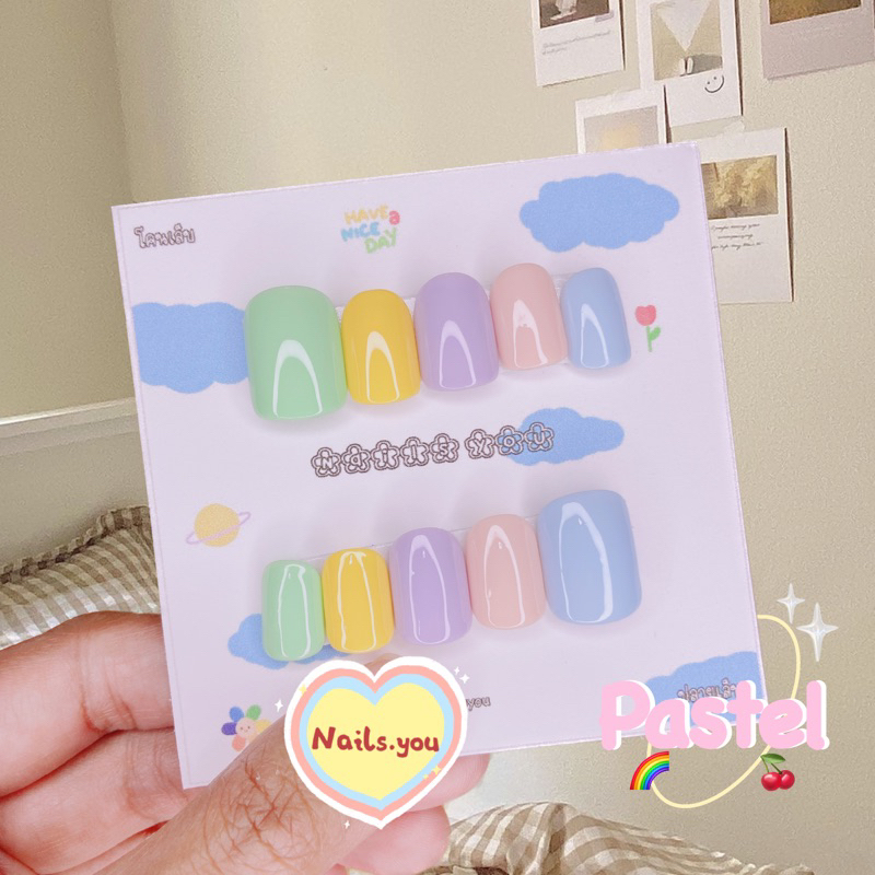 (สีล้วน2)เล็บปลอม เล็บเจล สีล้วน สีพื้น (แจ้งไซซ์ในแชท)