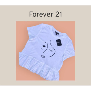 Forever 21 x cotton x S ใหม่ป้ายห้อย สกรีนลายน่ารัก อก 38 ยาว 22 Code: 891(6)