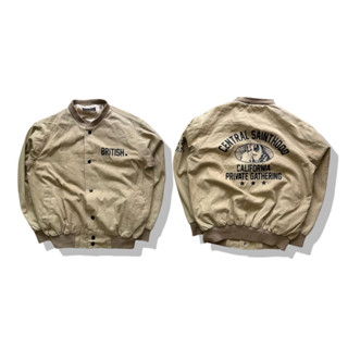 Reborn &amp; Audi Khaki Brown Varsity Jacket รอบอก 45”