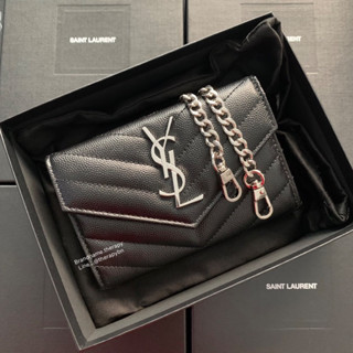 New YSL Card holder flap wallet ดำเงิน📌เช็คสินค้าก่อนสั่งซื้อนะคะ