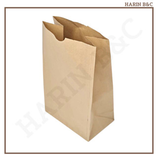 ถุงกระดาษพับข้าง สีน้ำตาล 14.6x9x27cm 100ใบ ซองกระดาษ Food Grade Gusset Paper Bag Brown 100pcs