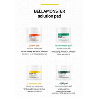 แผ่นโทนเนอร์ทำความสะอาดรูขุมขน Bella Monster Stress Out Solution Pad