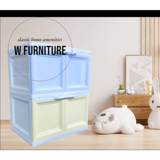 🗄ตู้พลาสติกอเนกประสงค์ 2 ชั้น 👍มือจับบน/ฝาสวิง ✅รุ่น Color V…