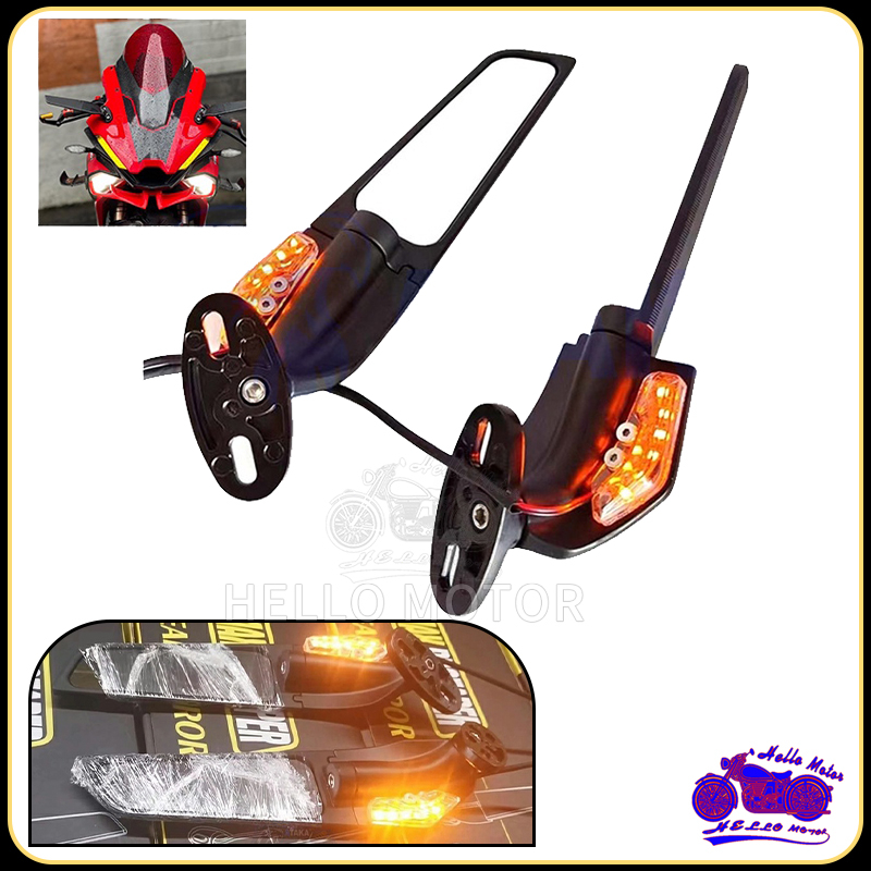 กระจกติดชิวหน้าแต่ง สำหรับมอเตอร์ไซค์ NINJA300 / NINJA400 / ZX25r / ZX6R / R3 / R15 กระจกวิงเลท CBR6