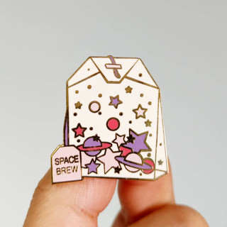 เข็มกลัด / หมุดโลหะ ถุงชากาแล็กซี่ Space Brew Planet Galaxy 🛸🎁🎀🧉 (Hard Enamel Pin)