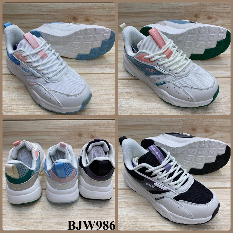 Baoji BJW 986 รองเท้าผ้าใบ (37-41) ขาวฟ้า/ครีมดำ/ครีมเขียว/ขาวน้ำเงิน ลก