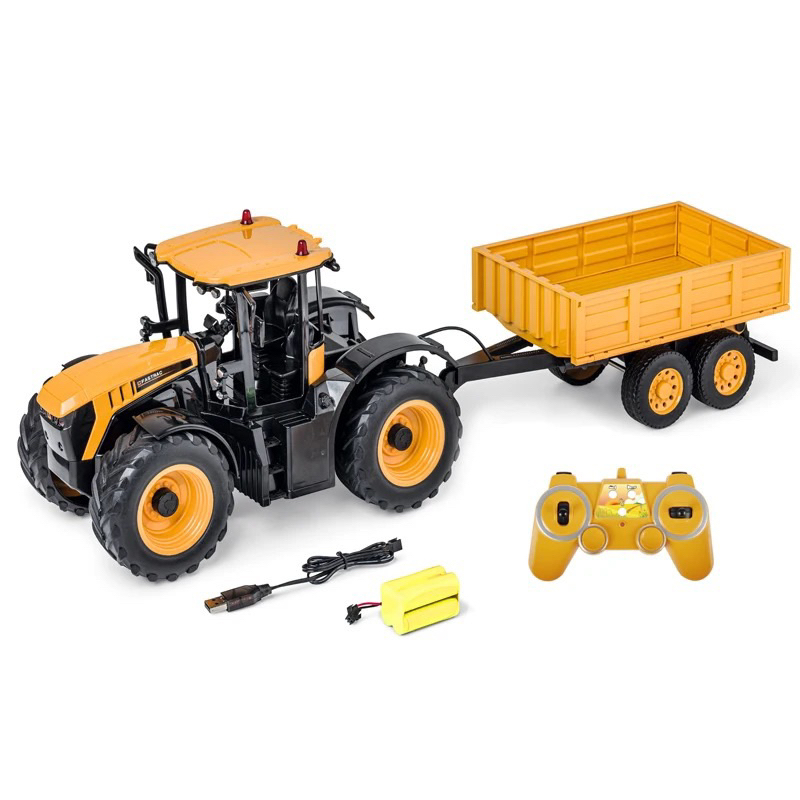 รถบังคับวิทยุE360-003 (รถไถพ่วงท้ายดั้มได้)1:16 2.4GHz 2WD มีเสียงและมีไฟ แบตเตอรี่ชาร์จอุปกรณ์พร้อม