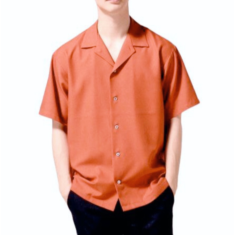 เสื้อเชิ้ตแขนสั้นสีส้ม UNISEX ทรงOversize ใส่สบายผ้าไม่ร้อน ไซส์M-6XL"