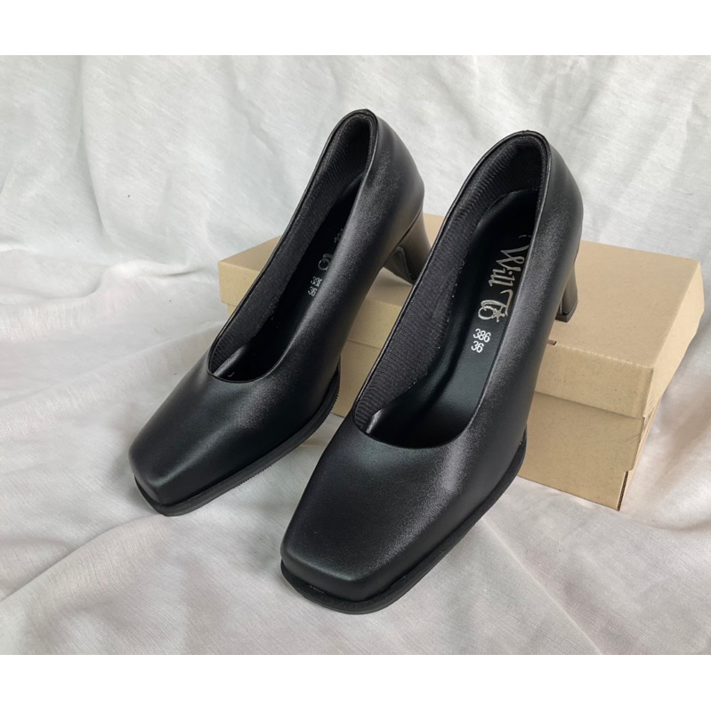 Sale รองเท้าคัทชูนักศึกษา ใส่รับปริญญา ทำงาน สูง2นิ้ว หัวตัด มีซับฟองน้ำนุ่มเต็มขอบรหัส386 ใส่ไม่พอดีแจ้งเปลี่ยนไซส์ได้