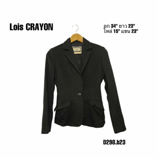 Lois CRAYON women suit เสื้อสูทสีดำเข้ารูปซับในแน่น กระดุมเม็ดเดียว กระเป๋าสองช้าง D298.b23