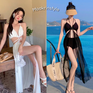 🍑Mookrinstyle🍑 ชุดว่ายน้ำเซท2ชิ้น มีขาว กับ ดำ ชุดว่ายน้ำ บิกินี่แฟชั่น summer bikini