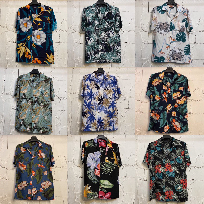 เสื้อฮาวายผ้าสปัน 8 ลายสุดฮิต M-4XL ไม่ร้อน แห้งง่าย ใส่สบาย ผู้หญิงผู้ชายใส่ได้ เสื้อลายดอกฮาวาย