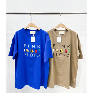 (TOWEAR งานปัก) เสื้อยืดปัก PINK FLOYD (น้ำเงิน กากี) - ผ้า cotton 100% หนา อยู่ทรง