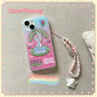 🍑CasePhoneg🍑สไตล์สร้อยข้อมือ 11 14 pro max ป้องกันการหล่น ขอบเต็ม นางฟ้า น้ำพุ การ์ตูน เคสใส case for iPhone 12 13