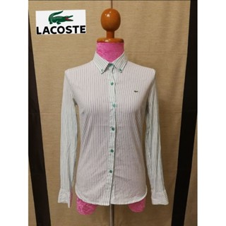 Lacoste​ Brand_2nd hand เสื้อเชิ้ตแขนยาวกระดุมปั้ม (ฝ้ายและสเปนเด๊ก)​ Size 36 (ป้ายข้างตัด)​ แท้มือสองกระสอบนำเข้า​จาก🇯🇵