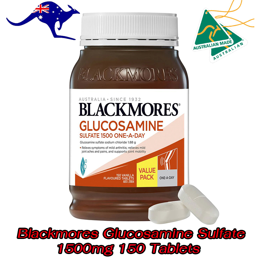Blackmores Glucosamine Sulfate 1500mg 150Tablets แบลคมอร์ส กลูโคซามีน ซัลเฟต 150 เม็ด ลดอาการโรคข้ออักเสบ บำรุงกระดูก