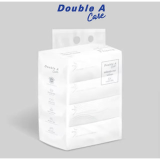 [แพ็ก 4 ห่อ] Double A Care เพียว &amp; พรีเมียมทิชชู หนา 3 ชั้น แบบซอฟท์แพ็ก 130 แผ่น/ห่อ (แพ็ก 4 ห่อ)