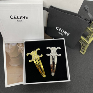 Celine Triomphe Snap Hair Clip with Crystal กิ๊บซีลีน โลโก้ฝังคริสตัล วิ้งๆ   งานสวย ตัวกิ๊บด้านหลังมีแมดอิน ส่งในไทย