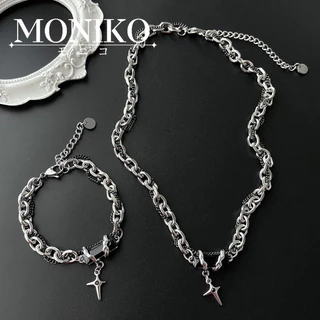 MONIKOสร้อยคอทองคำขาว Zircon Star Mans