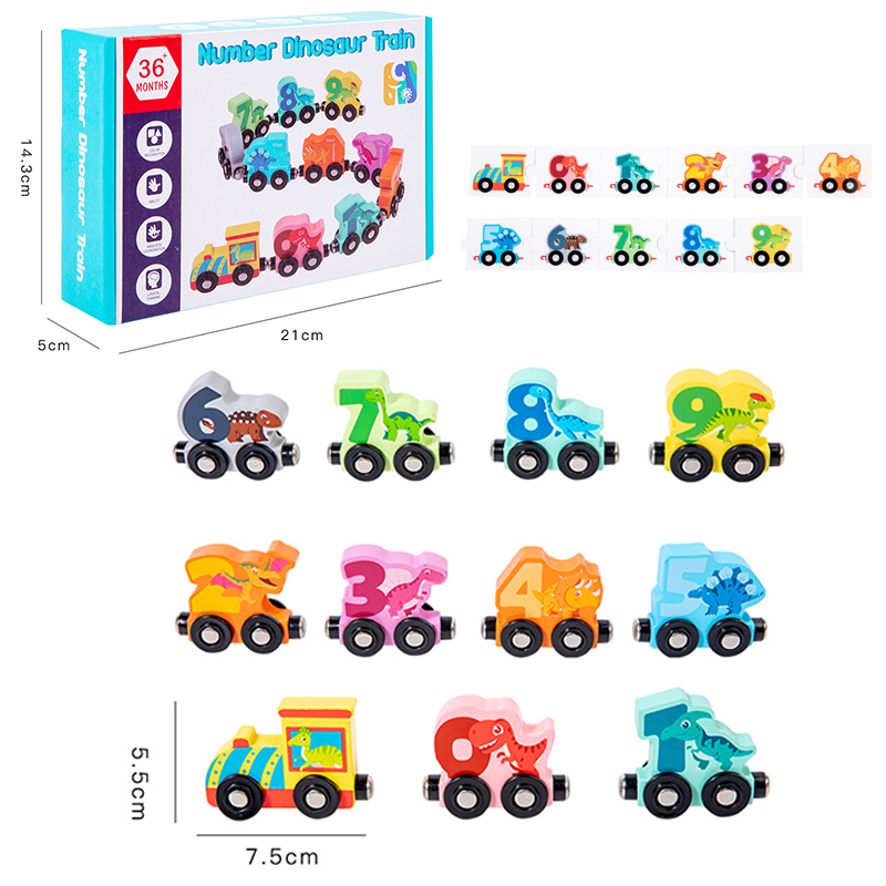 พร้อมส่ง รถไฟไม้แม่เหล็ก ตัวเลข ของเล่นเด็กเล็ก เด็กชาย เด็กหญิง ตัวอักษรไม้ ประกอบรถพ่วง ของเล่น บล็อกตัวต่อ ของเล่นไม้ - รูปที่ 7