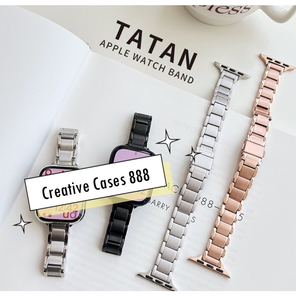 พร้อมส่ง สายสแตนเลสข้อต่อ เส้นเล็ก ใช้ได้กับ Smart Watch 8 7 6 5 4 3 2 1 Se Ultra และ Ultra8Pro Helo