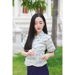 เสื้อพื้นเมือง เสื้อป้ายผูกข้างมัดดอกฝิ่น งานผ้าด๊อบบี้
