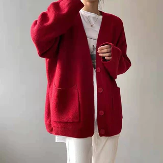 เสื้อคลุมคาร์ดิแกน คอวี แบบกระดุม ผ้าหนานิ่ม สวมใส่สบาย มี7สี