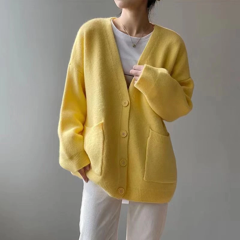 เสื้อคลุมคาร์ดิแกน คอวี แบบกระดุม ผ้าหนานิ่ม สวมใส่สบาย มี7สี