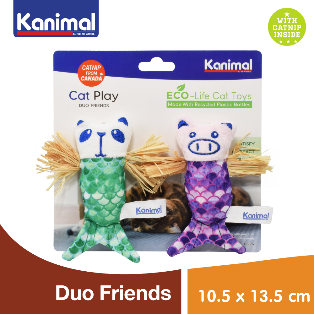 [113859] Kanimal Eco-Life Cat Toy ของเล่นแมว รุ่น Duo Friends ผลิตจากขวดพลาสติกรีไซเคิล 10.5x13.5 ซม (2 ตัว/แพ็ค)