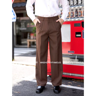 🍒MEN-BIGLEG🍒กางเกงขากระบอกใหญ่ผ้าไมโครมีจีบหน้า-งานป้าย-แฟชั่น