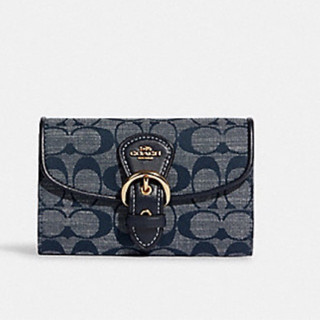 KLEO WALLET IN SIGNATURE CHAMBRAY (COACH C8308) GOLD/DENIM MULTI