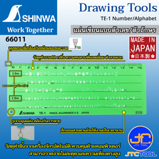 Shinwa แผ่นเขียนแบบตัวเลข/ตัวอักษร รุ่น 66011,66012 - Template [Number/Alphabet] No.66011,66012