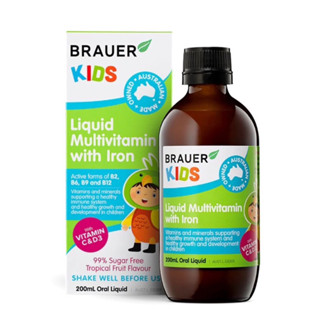 ✈️PRE-ORDER✈️ วิตามินรวมผสมธาตุเหล็กสำหรับเด็ก BRAUER Kids Liquid Multivitamin with Iron