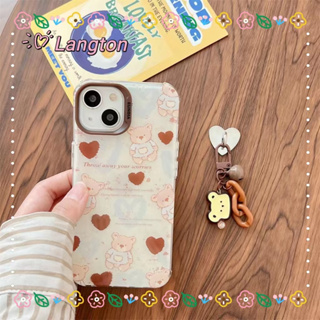 🌈Langton🌸ป้องกันการหล่น ขอบเต็ม iphone 11 14 pro max รูปหัวใจ หมีน้อย สาวน่ารักหัวใจ หวานสวย case for iPhone 12 13