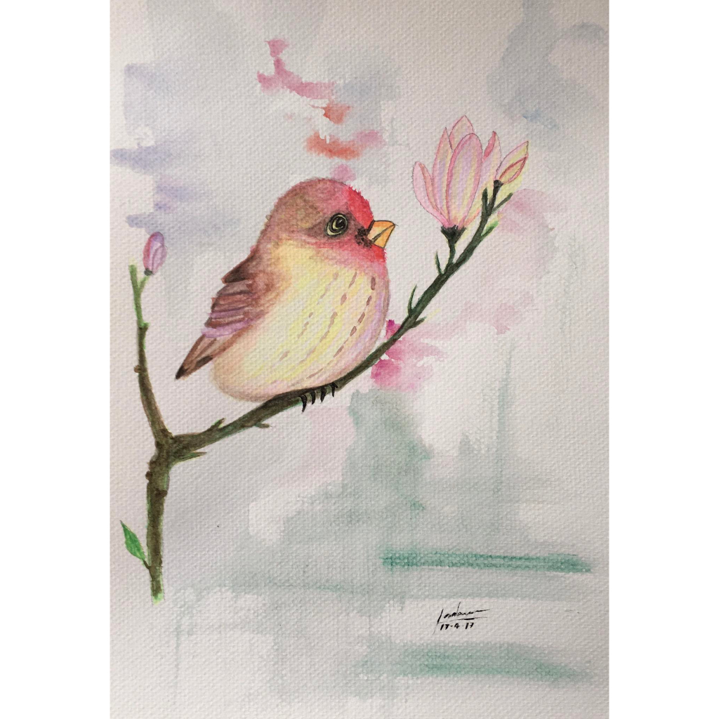 🕊️ "หยุดเวลาไว้กับความงดงามของธรรมชาติ" เพียงแค่มอง...หัวใจก็สงบลง ภาพวาดสีน้ำ ขนาด 19 x 28 ซม. BD10