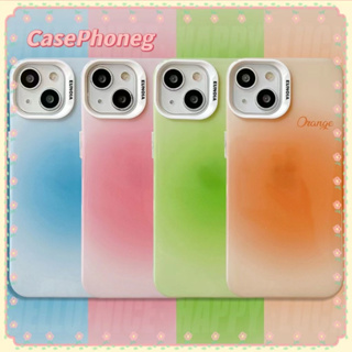 🍑CasePhoneg🍑ป้องกันการหล่น ขอบเต็ม iPhone 11 14 pro max ไล่ระดับ สีสัน เรียบง่าย เส้นขอบโปร่งใส case for iPhone 12 13