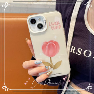 เคสไอโฟน iphone 11 14 Pro Max เล็กและสด เรียบง่าย ดอกทิวลิป ขอบเต็ม ป้องกันการตก เคส iphone 12 13 Pro Case for iPhone