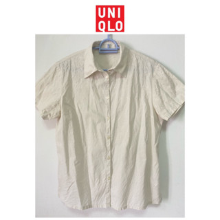 Uniqloเสื้อเชิ้ตแขนสั้นผ้าฝ้ายผสมลินิน